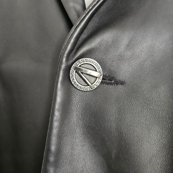 Mens Versace black leather blazer - Picture 2 of 7